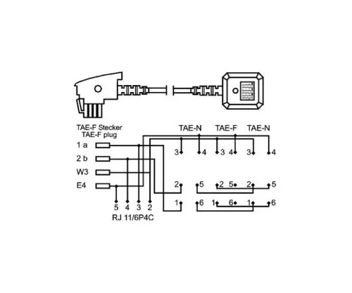 DINIC telefoonadapter TAE-F stekker naar NFN gecodeerd stopcontact en RJ11 (6P4C) aansluiting, lengte 0,20m, doos